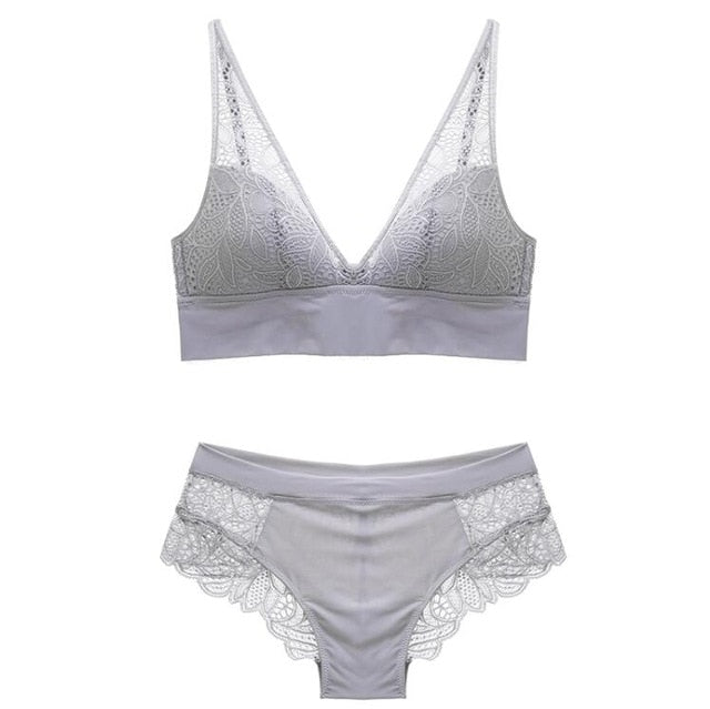 Sexy Lace lingerie Wireless Bras For Women Push Up Bra Set Jacquard Sexy Underwear