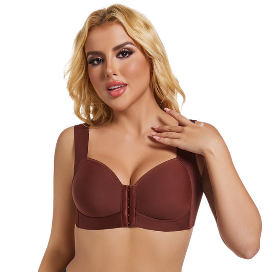Smooth thin bra front buckle sexy gathering without steel ring adjustment women's underwear