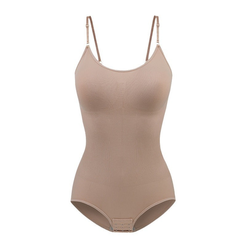Body shaping bodysuit for women with abdominal compression buttons open cut underwear waist cinching and body shaping bodysuit